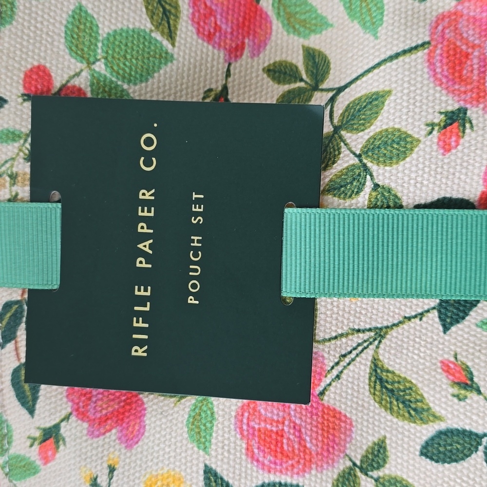 ❤️BUY 2 GET 1 FREE Rifle Paper Co. Zippered Pouch Set, Retail $38.00, Roses - Picture 8 of 10
